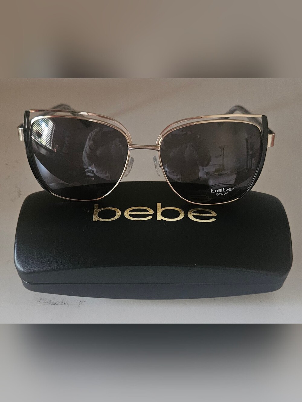 BEBE Gold/black Sunglasses